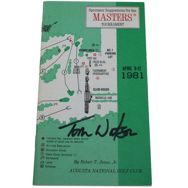Tom Watson Signed 1981 Masters Spectator Guide - Watsons Second Masters Win JSA ALOA