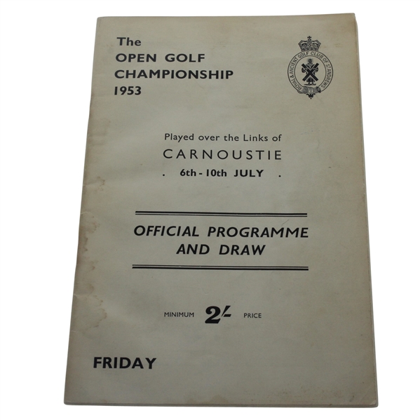 1953 Open Championship at Carnoustie Official Program - Friday - Ben Hogan Winner