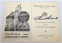 Sam Snead Signed 1937 US Open at Oakland Hills Official Scorecard JSA ALOA