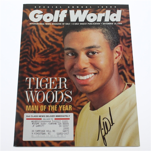 Tiger Woods Signed December 16, 1994 Man of the Year Golf World Magazine JSA ALOA