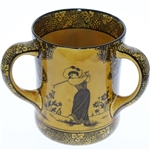 Circa 1900 Royal Doulton Morrisian Ware 3-Handled Mug Depicting 3 Golfers - Rare