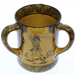 Circa 1900 Royal Doulton Morrisian Ware 3-Handled Mug Depicting 3 Golfers - Rare