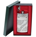 St. Andrews The Old Course Pewter Flask with Course Layout - Excellent Condition with Funnel & Box