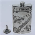 St. Andrews 'The Old Course' Pewter Flask with Course Layout - Excellent Condition with Funnel & Box