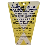 1942 Hale America National Open Golf Tournament Thursday Ticket #149 - Seldom Seen Hogan Win!