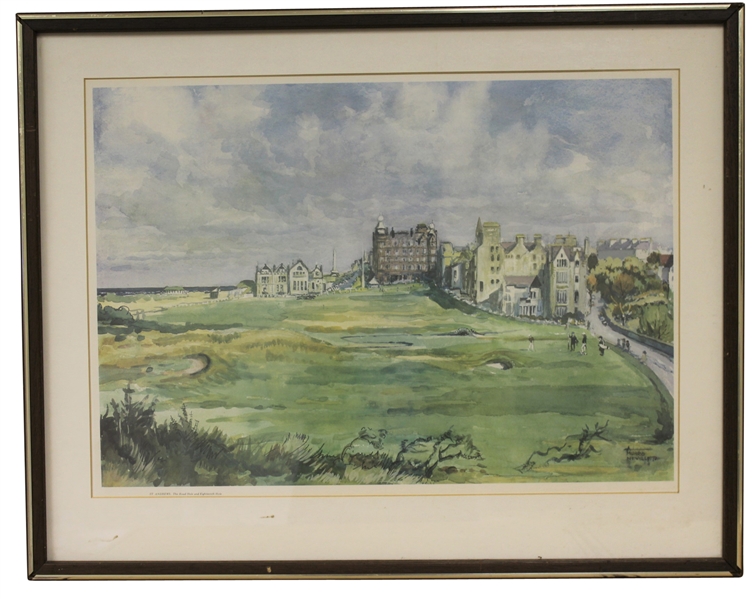 St. Andrews The Road Hole and Eighteenth Hole by Munro Neville - Framed - Roth Collection