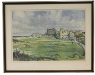 St. Andrews The Road Hole and Eighteenth Hole by Munro Neville - Framed - Roth Collection