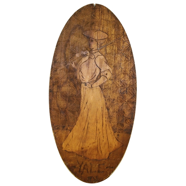 1905 Yale Female Golfer Wood Carving - Roth Collection