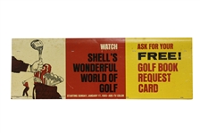 1965 Shells Wonderful World of Golf Book Request Advertisement Sign - Large - Roth Collection