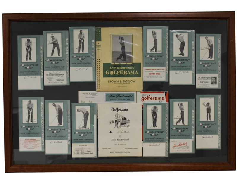 Dow Finsterwald Display - Consistant Golf and Golferama - Framed - JSA ALOA