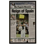 April 12, 1999 Augusta Chronicle Front Page Plaque - José María Olazábal Win