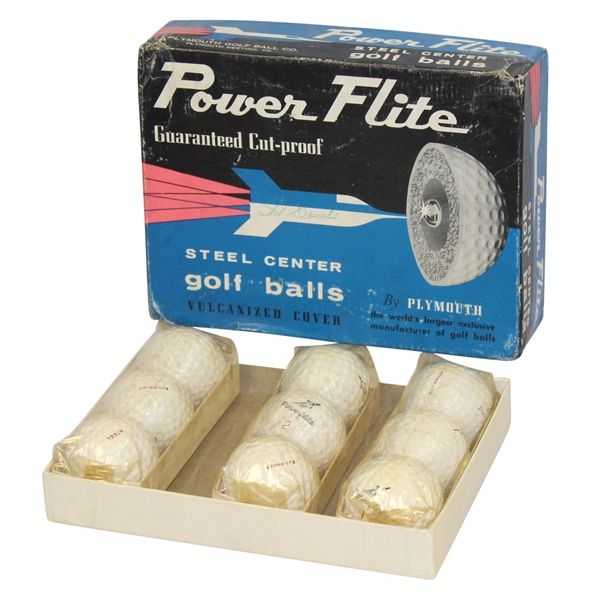 Plymouth Power Flite Steel Center Golf Balls - Three Sleeves and Original Box - Roth Collection