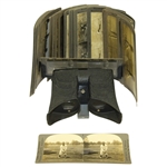 Stereograph Viewer with 30 Cards Featuring Bobby Jones, Vardon, Taylor, and more - Roth Collection