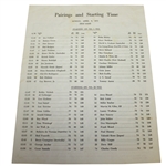 1973 Masters Sunday Pairing Sheet