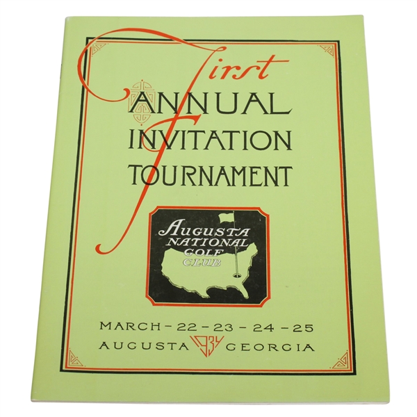 1934 Augusta Invitational Masters Tournament Reproduction Program