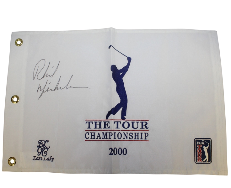 Phil Mickelson Signed 2000 The Tour Championship Embroidered Flag JSA ALOA