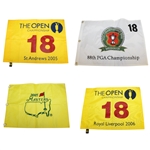 Flags from Tiger Woods Major Victories - 2005 Masters, 2005 & 2006 Open, & 2006 PGA