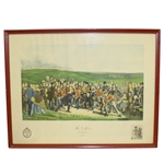 1940s The Golfers Print by Sidney Lucas Published by Paris Etching Society and Printed in France with Key - Framed