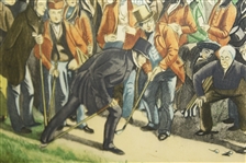 1940's 'The Golfers' Print by Sidney Lucas Published by Paris Etching Society and Printed in France with Key - Framed