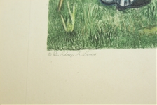 1940's 'The Golfers' Print by Sidney Lucas Published by Paris Etching Society and Printed in France with Key - Framed