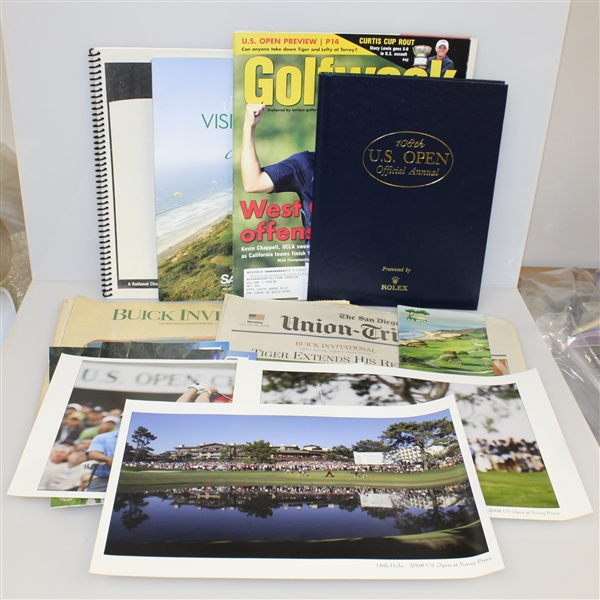 Assorted 2008 US Open at Torrey Pines Items - Annual, Spectator Guide, Pairing Sheets and More