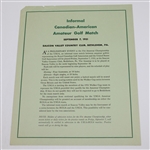 1951 US Amateur Championship at Saucon Valley Program with Canadian-American Match Sheet