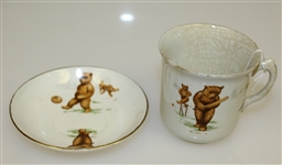 Golfing Bears Tea Cup, Saucer, and Pitcher