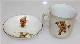 Golfing Bears Tea Cup, Saucer, and Pitcher
