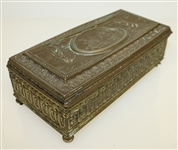 Ornate Metal Box - Golfers and Clubhouse