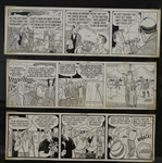 Original Lank Leonard Vintage Golf Comic Strip - 11 Strips - Framed