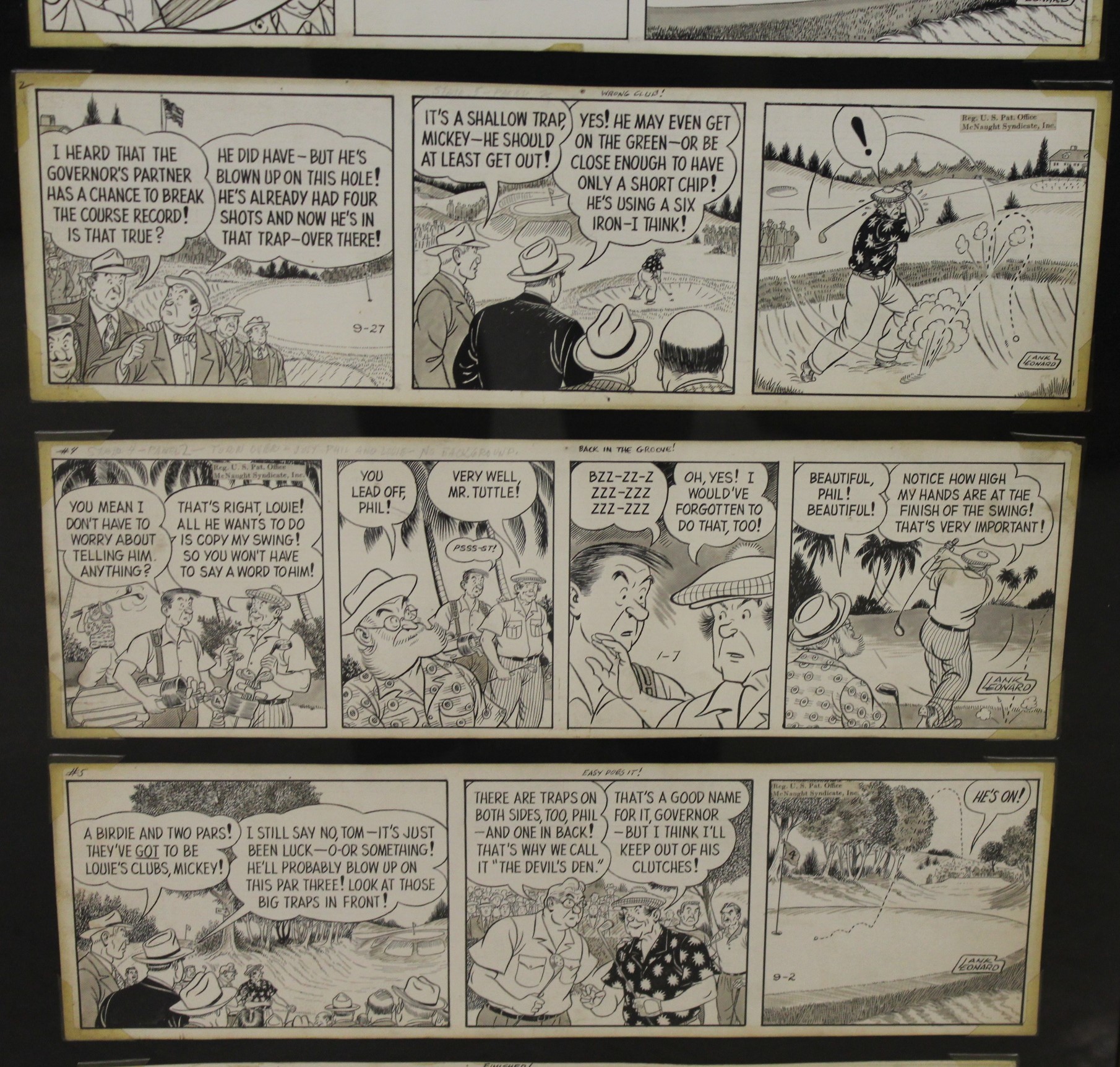 Lot Detail - Original Lank Leonard Vintage Golf Comic Strip - 11 Strips ...