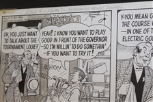 Original Lank Leonard Vintage Golf Comic Strip - 11 Strips - Framed