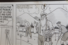 Original Lank Leonard Vintage Golf Comic Strip - 11 Strips - Framed