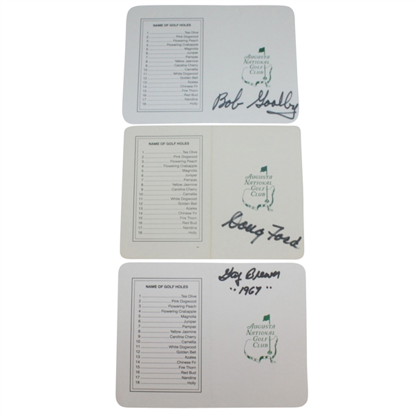 Doug Ford, Bob Goalby, and Gay Brewer Signed Augusta National GC Scorecards JSA ALOA