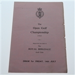 Arnold Palmer Signed 1961 Open Championship at Royal Birkdale Program with Friday Draw JSA ALOA