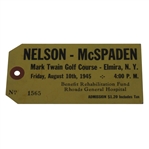 Byron Nelson & Jug McSpaden Signed 1945 Exhibition Ticket #1565 JSA ALOA