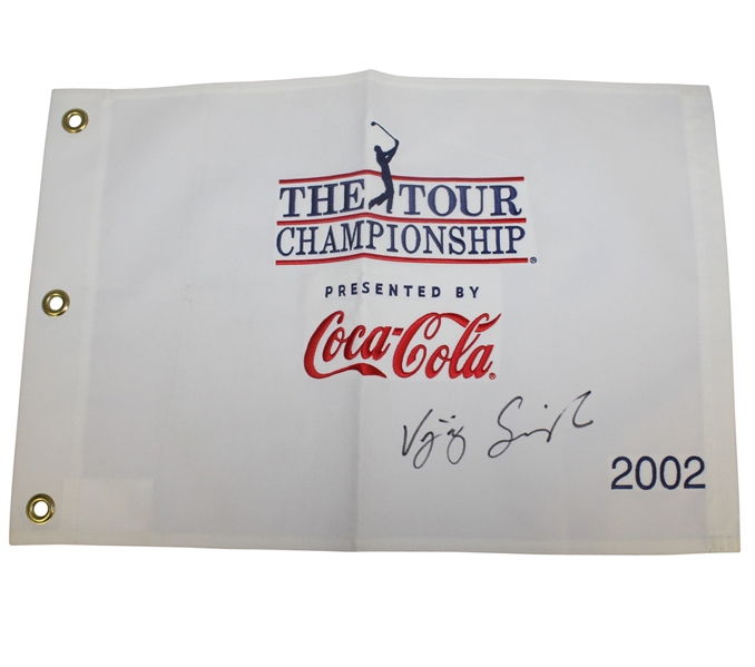 Vijay Singh Signed 2002 The Tour Championship Embroidered Flag JSA ALOA