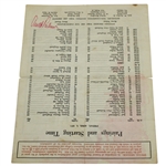 Arnold Palmer Signed 1971 Masters Friday Pairing Sheet JSA ALOA