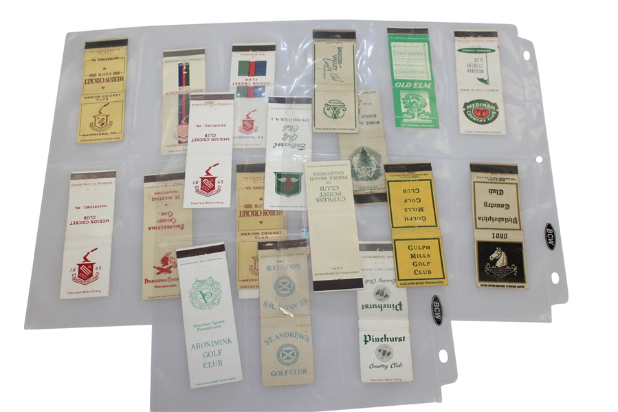 Eighteen Vintage Golf Club Matchbooks - St. Andrews, Pine Valley, Merion Cricket Club, & More