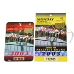 2003 Masters Tournament Badge #R11643 with Monday Ticket #Y12185 - Mike Weir Winner