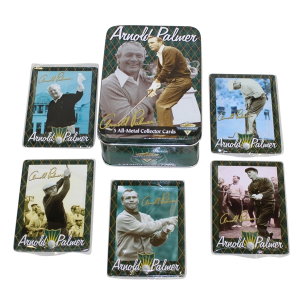 Arnold Palmer Complete Set of Five All-Metal Collector Cards in Original Tin
