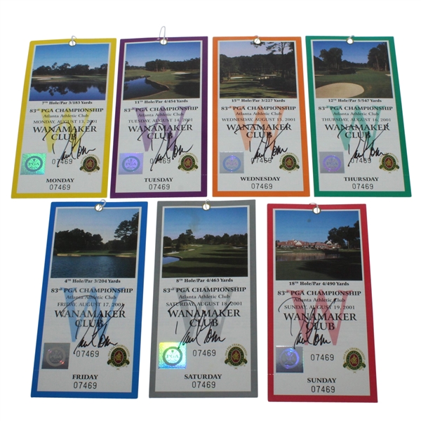 David Toms Signed Complete Set of 2001 PGA Championship Tickets #07469 JSA ALOA