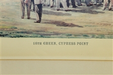 1962 Cypress Point 16th Green Arthur Weaver Print Signed by Weaver - Framed JSA ALOA