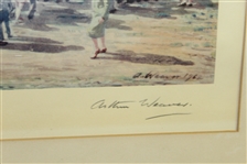 1962 Cypress Point 16th Green Arthur Weaver Print Signed by Weaver - Framed JSA ALOA