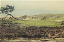 1962 Cypress Point 16th Green Arthur Weaver Print Signed by Weaver - Framed JSA ALOA