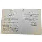 1959 Augusta National Masters Tournament Press, Radio, & TV Release