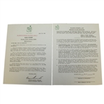 1959 Augusta National Masters Tournament Press, Radio, & TV Release & Photographers Agreement