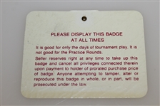 Jack Nicklaus Signed 1986 Masters Series Badge #A9156 JSA ALOA