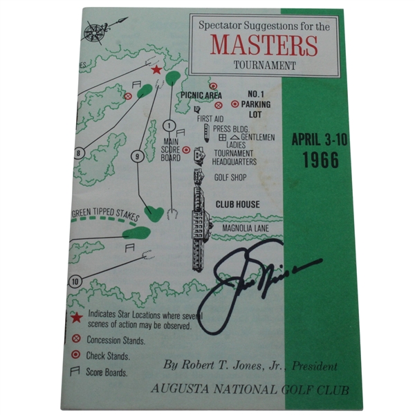 Jack Nicklaus Signed 1966 Masters Spectators Guide - Jacks Third Masters Win JSA ALOA