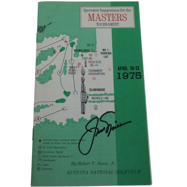 Jack Nicklaus Signed 1975 Masters Spectator Guide - Jacks Fifth Masters Win JSA ALOA